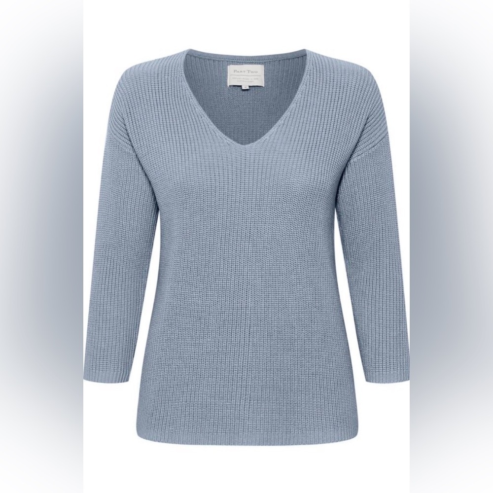 Part two. 100% Linen blue V-Neck with Fitted Silhouette